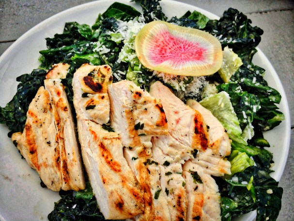 The grub- Kale Caesar with Chicken- yummy!