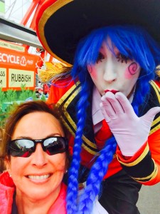 Selfie with Stilt Lady at Luna Park in Sydney, Australia.