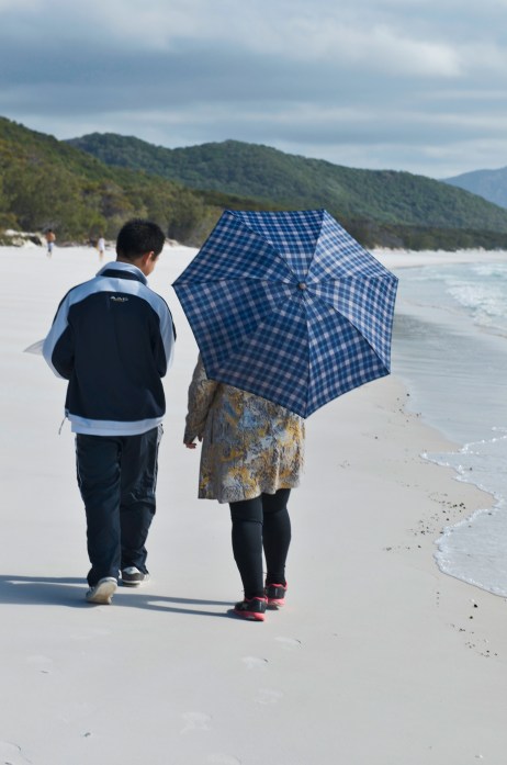 Random Tourists on a deserted beach